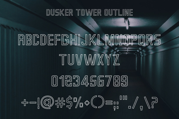 Dusker Tower Outline: A Tall Sans Serif Font for Digital Branding